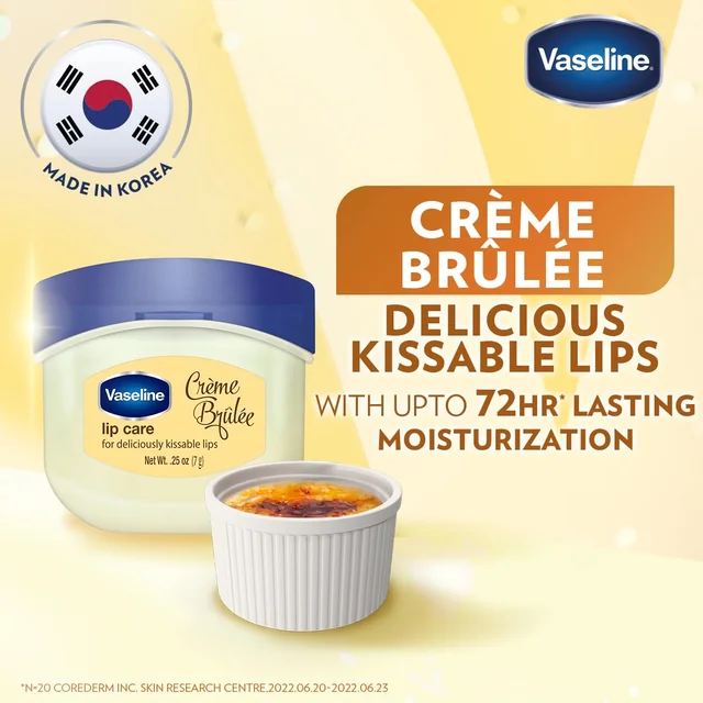 Vaseline Lip Therapy Creme Brulee Lip Balm 7g | Flavoured Balm for Smooth, Kissable Lips | Up to 72Hr Moisturization | Sweet Dessert Fragrance