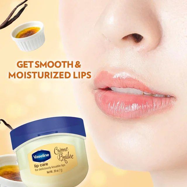 Vaseline Lip Therapy Creme Brulee Lip Balm 7g | Flavoured Balm for Smooth, Kissable Lips | Up to 72Hr Moisturization | Sweet Dessert Fragrance