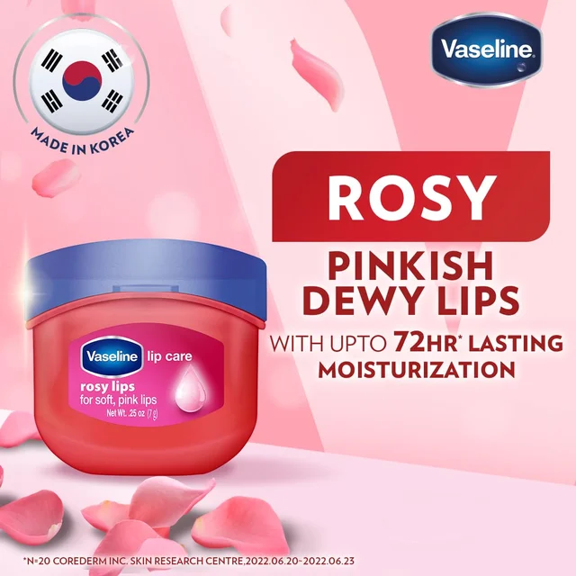 Vaseline Lip Therapy Rosy Lips Lip Balm 7g | Tinted Balm for Soft Pink Finish | Up to 72Hr Moisturization | Rosy Floral Fragrance | Daily Lip Care
