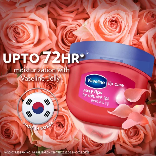 Vaseline Lip Therapy Rosy Lips Lip Balm 7g | Tinted Balm for Soft Pink Finish | Up to 72Hr Moisturization | Rosy Floral Fragrance | Daily Lip Care