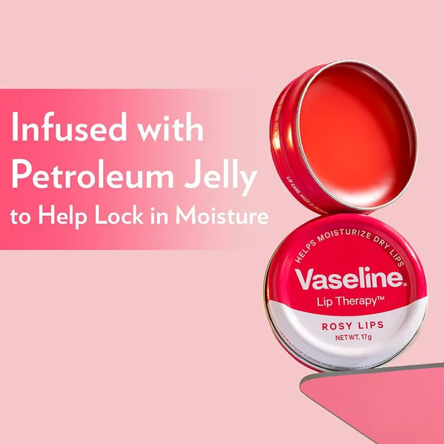 Vasline Vaseline Lip Tins Rosy Lips 17g | Intense Hydration & Sheer Pink Tint | Glossy Shine & Soft Smooth Lips | Everyday Moisturising Lip Balm