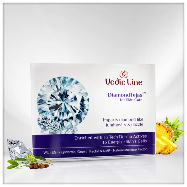 Vedic Line Diamond Tejas Facial Kit 600ml Skin Glowing Facial Kit, With Jojoba Oil, Diamond Bhasma and Vitamin B3 For Natural Glowing Face