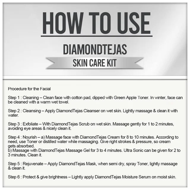 Vedic Line Diamond Tejas Facial Kit 600ml Skin Glowing Facial Kit, With Jojoba Oil, Diamond Bhasma and Vitamin B3 For Natural Glowing Face