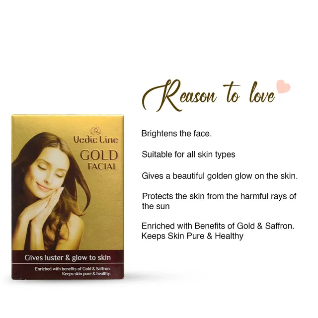 Vedic Line Vedicline Gold Facial Kit 49ml | for Glowing Brightening Skin | Enriched with benefits of Golden & Saffron | for Anti-aging benefits & radiant glow