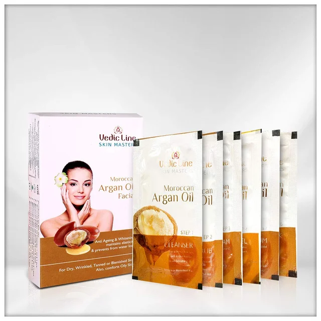Vedic Line Vedicline Skin Masters Moroccan Argan Oil Facial Kit, Pack of 6, 312 ml | Deep Nourishing Skincare | Youthful & Hydrated Skin Solution | for Radiant Glow | Reduce Wrinkles, Fine Lines & Dark Spots