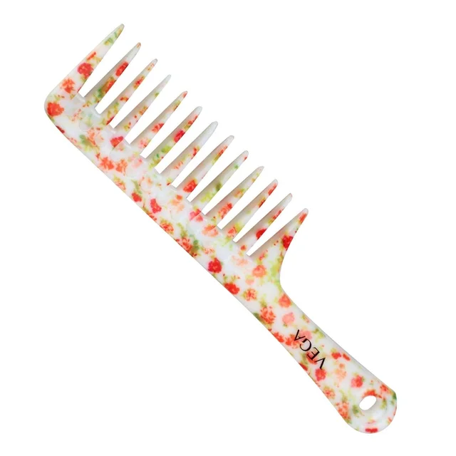 Vega VEGA Bloomy Shampoo Hair Comb DC-1268H | Smooth & Flexible Wide Teeth for Wet Hair | Tangle-Free Styling & Even Distribution of Conditioners or Masks