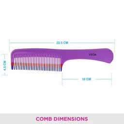 Vega VEGA Grooming Hair Comb 1264 | Durable, Lightweight & Sleek Design | Smooths & Detangles Effortlessly | Perfect for Everyday Use & All Hair Types
