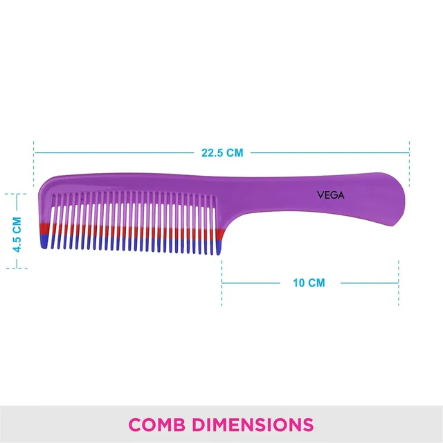 Vega VEGA Grooming Hair Comb 1264 | Durable, Lightweight & Sleek Design | Smooths & Detangles Effortlessly | Perfect for Everyday Use & All Hair Types