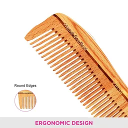 Vega HMWC-01 Natural Wooden Styling Hair Comb | India's No.1 Hair Comb| Anti-Static & Frizz-Free | Gentle Scalp Massage | Reduces Hair Breakage | Eco-Friendly & Suitable for All Hair Types