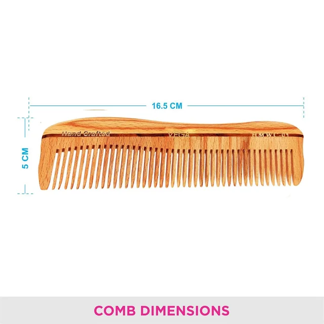 Vega HMWC-01 Natural Wooden Styling Hair Comb | India's No.1 Hair Comb| Anti-Static & Frizz-Free | Gentle Scalp Massage | Reduces Hair Breakage | Eco-Friendly & Suitable for All Hair Types