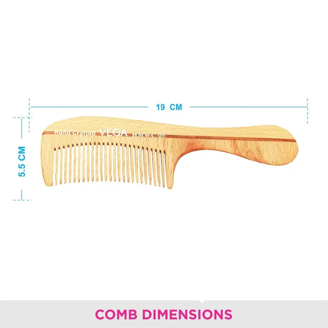 Vega HMWC-06 Boutique Wooden Hair Comb | India's No.1 Hair Comb | Anti-Static & Frizz-Free | Reduces Hair Breakage | Gentle Scalp Massage | Eco-Friendly & Unisex