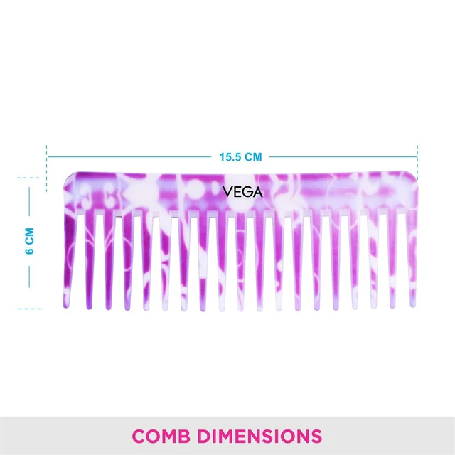 Vega VEGA Lilac Shampoo Hair Comb DC-1268 | Wide-Tooth Comb for Wet Hair | Effortless Detangling & Product Application | Ideal for All Hair Types & Scalp Care