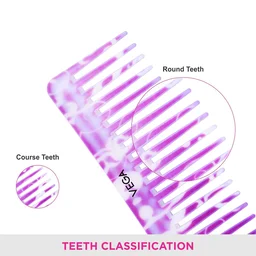 Vega VEGA Lilac Shampoo Hair Comb DC-1268 | Wide-Tooth Comb for Wet Hair | Effortless Detangling & Product Application | Ideal for All Hair Types & Scalp Care