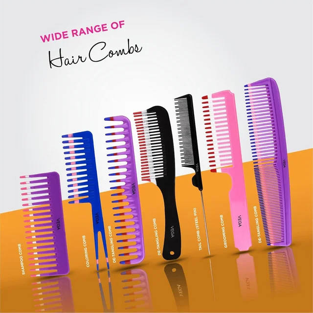 Vega VEGA Lilac Shampoo Hair Comb DC-1268 | Wide-Tooth Comb for Wet Hair | Effortless Detangling & Product Application | Ideal for All Hair Types & Scalp Care