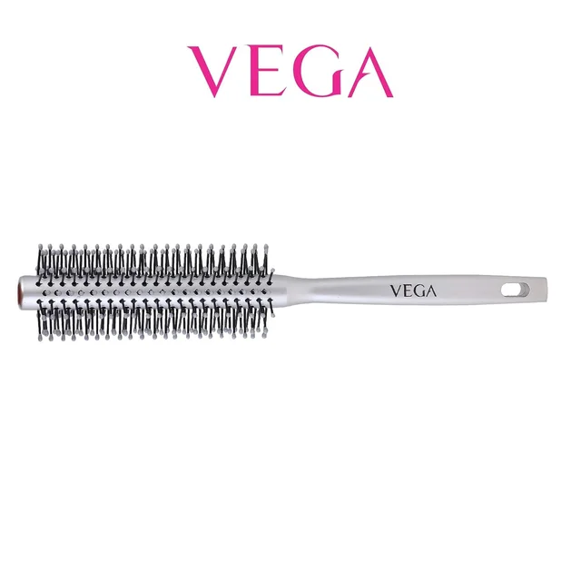 Vega Round Brush | Professional Styling Brush for Blow-Drying, Curling & Smooth Finish | Lightweight, Easy Grip Handle | Suitable for All Hair Types