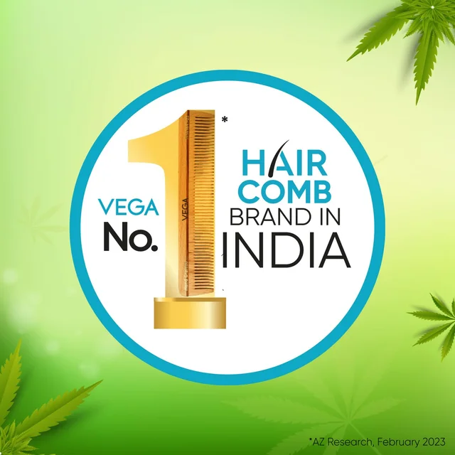 Vega WNC-01 Neem Hair Comb for Unisex | 100% Natural Neem Wood | India's No.1 Hair Comb| Anti-Dandruff, Hair Fall Control & Gentle Detangling | Eco-Friendly, Antibacterial & Frizz-Free