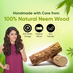 Vega WNC-01 Neem Hair Comb for Unisex | 100% Natural Neem Wood | India's No.1 Hair Comb| Anti-Dandruff, Hair Fall Control & Gentle Detangling | Eco-Friendly, Antibacterial & Frizz-Free