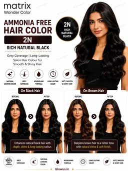 Matrix Wonder Ammonia Free Hair Color 2N 90ML | Rich Natural Black Hair Dye | Grey Coverage | Long-Lasting Salon Hair Colour for Smooth & Shiny Hair - 90g