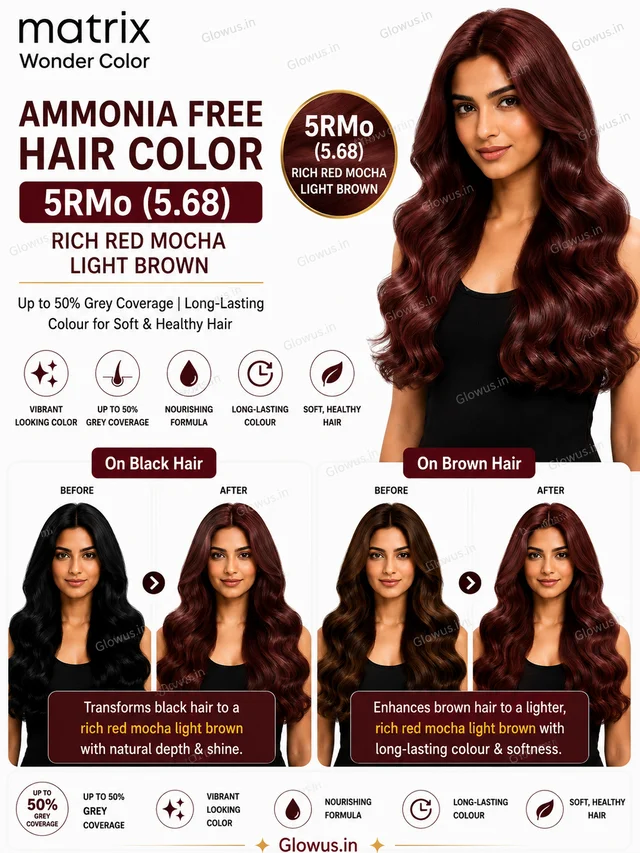 Matrix Wonder Ammonia Free Hair Color 5RMo (5.68) 90ML | Rich Red Mocha Light Brown Hair Colour | Up to 50% Grey Coverage | Long-Lasting Colour for Soft & Healthy Hair - 90g