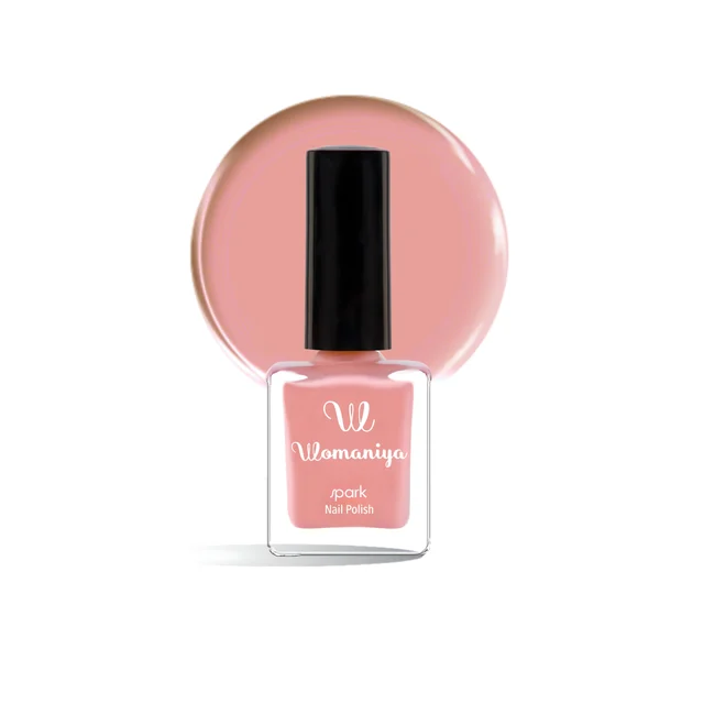 Womaniya Spark Nail Polish S01 Peach Gulabi Pink, Glossy Finish Nail Colour for Beautiful Shiny Nails, Smooth Application, Everyday Wear and Stylish Manicure Looks