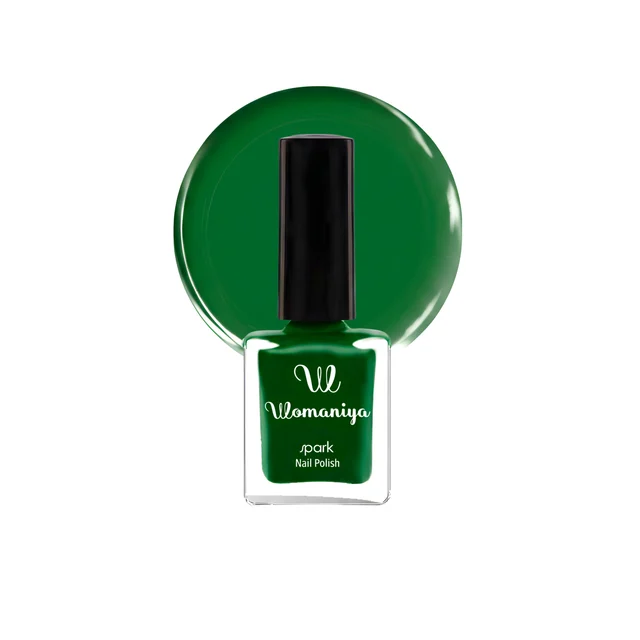 Womaniya Spark Nail Polish S06 Deep Forest Green, Glossy Finish Nail Colour for Shiny Nails, Smooth Application, Stylish Manicure, Everyday Wear and Trendy Nail Looks