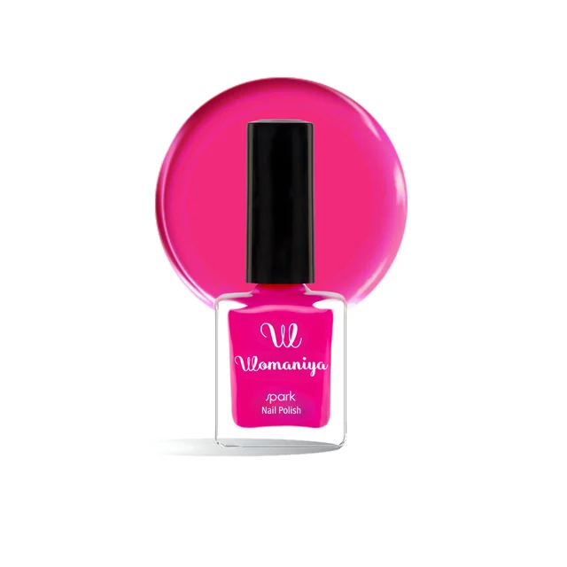 Womaniya Spark Nail Polish S09 Deep Crimson Pink, Glossy Finish Nail Colour for Shiny Nails, Smooth Application, Stylish Manicure, Everyday Wear and Trendy Nail Looks