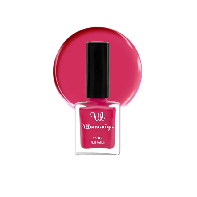 Womaniya Spark Nail Polish S12 Dark Pink, Glossy Finish Nail Colour for Shiny Nails, Smooth Application, Stylish Manicure, Everyday Wear and Trendy Nail Looks
