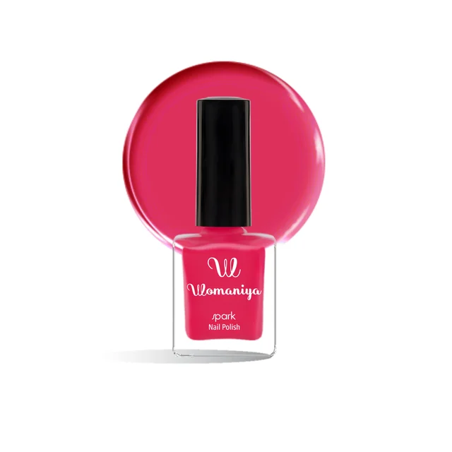 Womaniya Spark Nail Polish S13 Deep Pink, Glossy Finish Nail Colour for Shiny Nails, Smooth Application, Stylish Manicure, Everyday Wear and Trendy Nail Looks