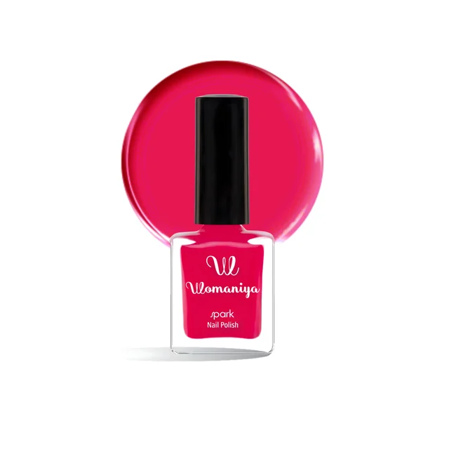 Womaniya Spark Nail Polish S14 Rani Pink, Glossy Finish Nail Colour for Shiny Nails, Smooth Application, Stylish Manicure, Everyday Wear and Trendy Nail Looks
