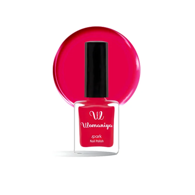 Womaniya Spark Nail Polish S15 Bold Pink, Glossy Finish Nail Colour for Shiny Nails, Smooth Application, Stylish Manicure, Everyday Wear and Trendy Nail Looks