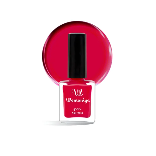 Womaniya Spark Nail Polish S18 Bright Red, Glossy Finish Nail Colour for Shiny Nails, Smooth Application, Stylish Manicure, Everyday Wear and Trendy Nail Looks