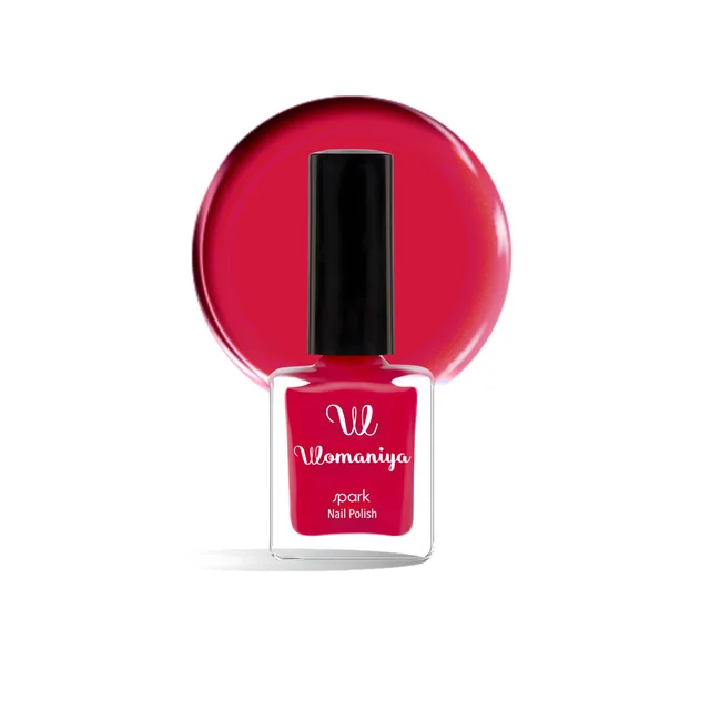 Womaniya Spark Nail Polish S19 Cherry Red, Glossy Finish Nail Colour for Shiny Nails, Smooth Application, Stylish Manicure, Everyday Wear and Trendy Nail Looks