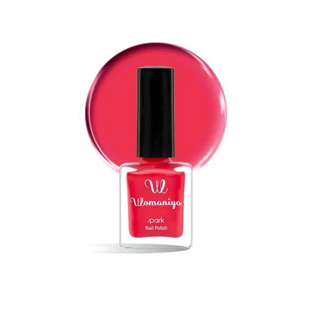 Womaniya Spark Nail Polish S20 Warm Red, Glossy Finish Nail Colour for Shiny Nails, Smooth Application, Stylish Manicure, Everyday Wear and Trendy Nail Looks