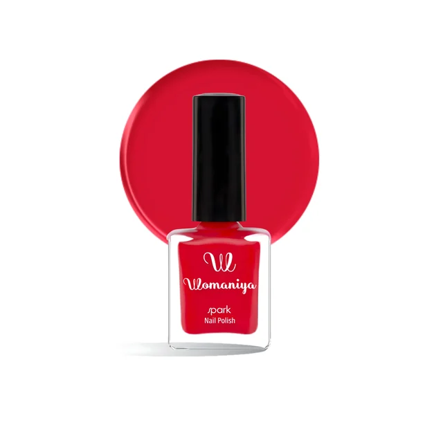 Womaniya Spark Nail Polish S21 Rich Red, Glossy Finish Nail Colour for Shiny Nails, Smooth Application, Stylish Manicure, Everyday Wear and Trendy Nail Looks