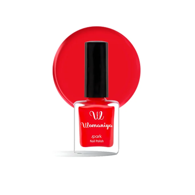 Womaniya Spark Nail Polish S22 Coral Laal Red, Glossy Finish Nail Colour for Shiny Nails, Smooth Application, Stylish Manicure, Everyday Wear and Trendy Nail Looks