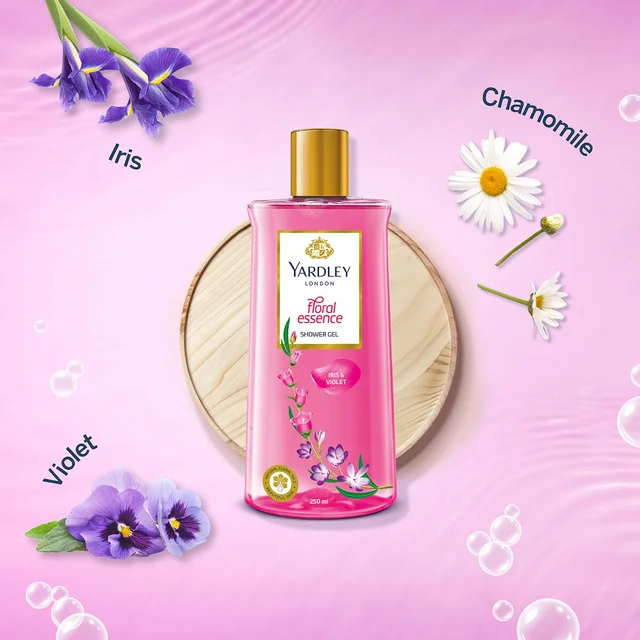 Yardley London Floral Essence Shower Gel 500ml | Iris & Violet| Hydrating & Refreshing | Paraben-Free | Luxurious Fragrance for Soft & Nourished Skin