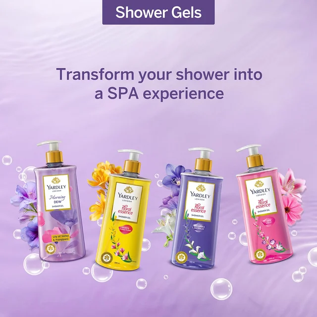 Yardley London Moarning Dew Shower Gel 500ml, Enriched with Lily of Flower & Frangipani | Paraben-Free & Refreshing Fragrance |Soft & Nourished Skin