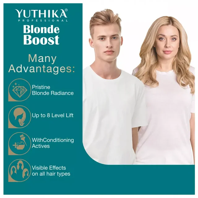 Yuthika Blonde Boost Hair Lightening Powder 9 Level Lift 250g Professional Bleach for Hair Highlights Balayage Global Blonde Hair Color Fast Lightening Formula