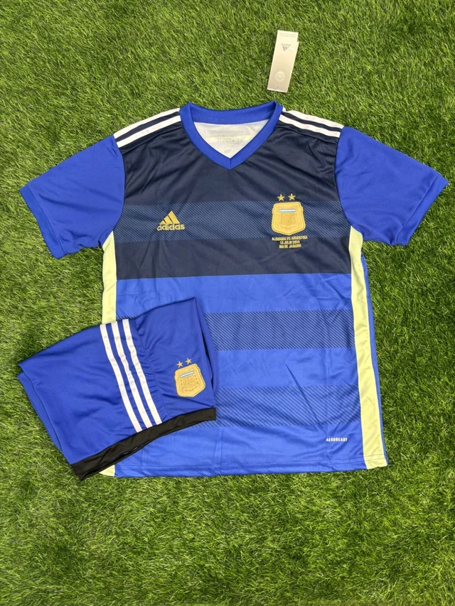 Retro Argentina 2014 World Cup Final Half Sleeve With Short - XL