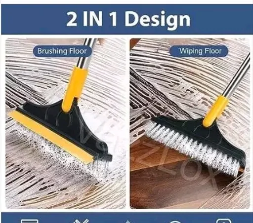2 in 1 Bathroom Cleaning Brush Wiper Tiles Cleaning Bathroom Brush Floor Scrub Brush with Long Handle 120° Rotate Home Kitchen Bathroom Cleaning Brush