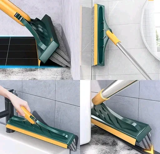 2 in 1 Bathroom Cleaning Brush Wiper Tiles Cleaning Bathroom Brush Floor Scrub Brush with Long Handle 120° Rotate Home Kitchen Bathroom Cleaning Brush