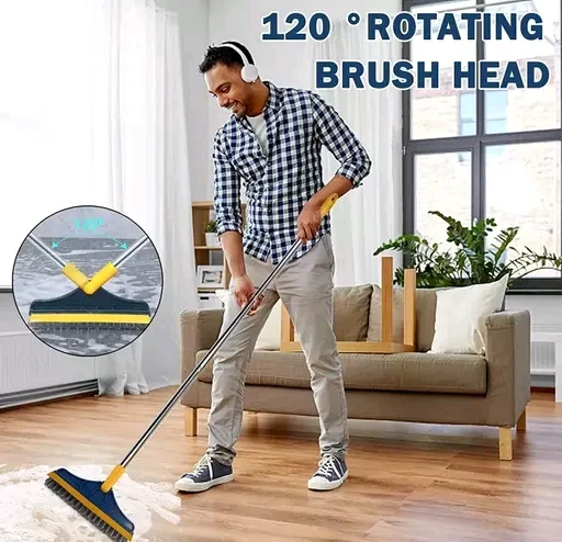 2 in 1 Bathroom Cleaning Brush Wiper Tiles Cleaning Bathroom Brush Floor Scrub Brush with Long Handle 120° Rotate Home Kitchen Bathroom Cleaning Brush