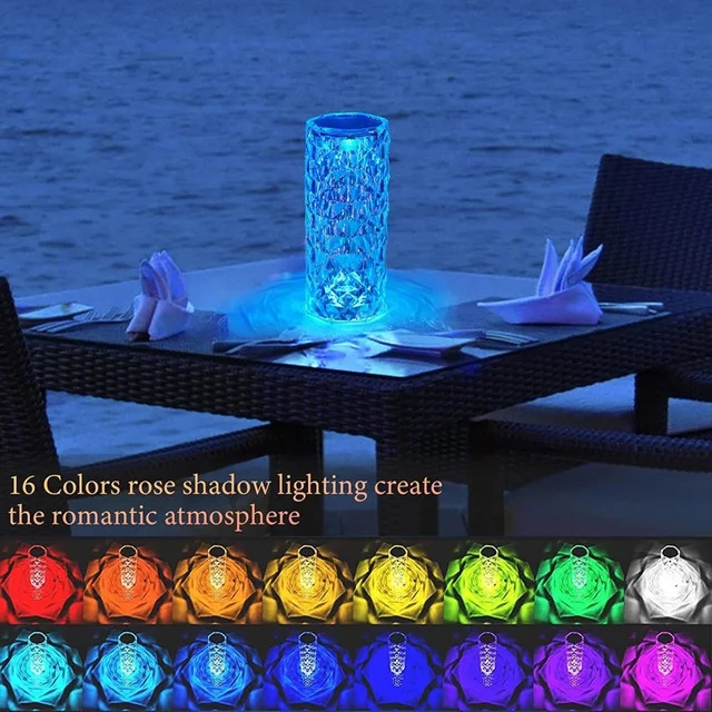 Crystal Diamond Lamp 16 Colour Changing Rose Crystal Table Lamp