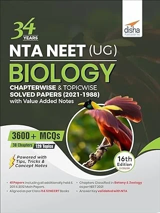 Disha 34 Years NTA NEET (UG) BIOLOGY Chapterwise & Topicwise Solved Papers with Value Added Notes (2021 - 1988) 16th Edition (English, Paperback, Experts Disha) 9789391025946