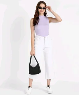 Womens Tank Top High Neck Cotton Top Stylish Women Top - Lavender, S