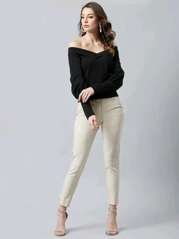 Casual Regular Sleeves SolidWomen Multicolor Top - Black, L