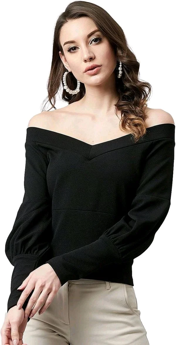 Casual Regular Sleeves SolidWomen Multicolor Top - Black, S