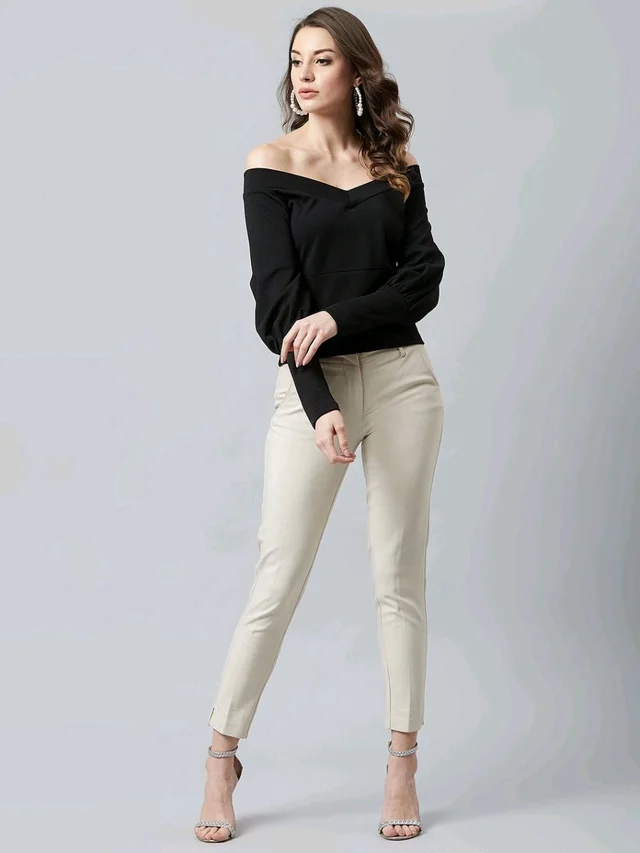 Casual Regular Sleeves SolidWomen Multicolor Top - Black, S