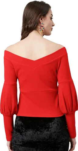 Casual Regular Sleeves SolidWomen Multicolor Top - Red, XXL