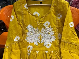 All in Yellow Cotton Kurti Set - Buddha Gold, L
